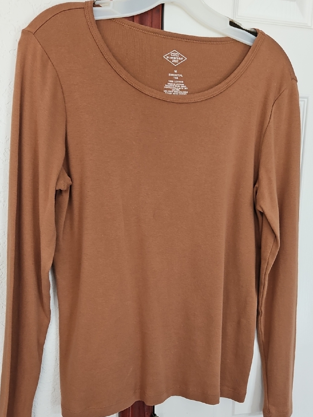 St. John's Bay Women's Long-Sleeve Tee in Brown